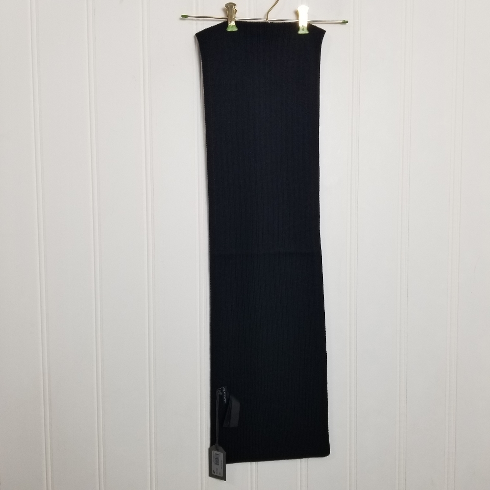 All Saints Winter Scarf Black Ribbed Wool Blend Winter Unisex Mens Accessory - Picture 8 of 14